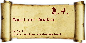 Maczinger Anetta névjegykártya